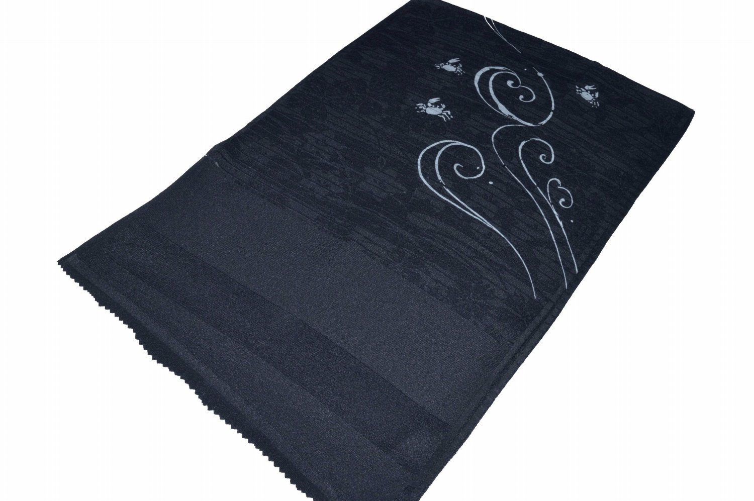 【送料無料】【染むら有り】夏物絽帯揚げ 蟹柄 No.3707 黒色 かに柄 正絹素材 並尺 夏物 夏のお洒落きものに◎ うすもの 単衣用にオススメ 色無地 つむ...