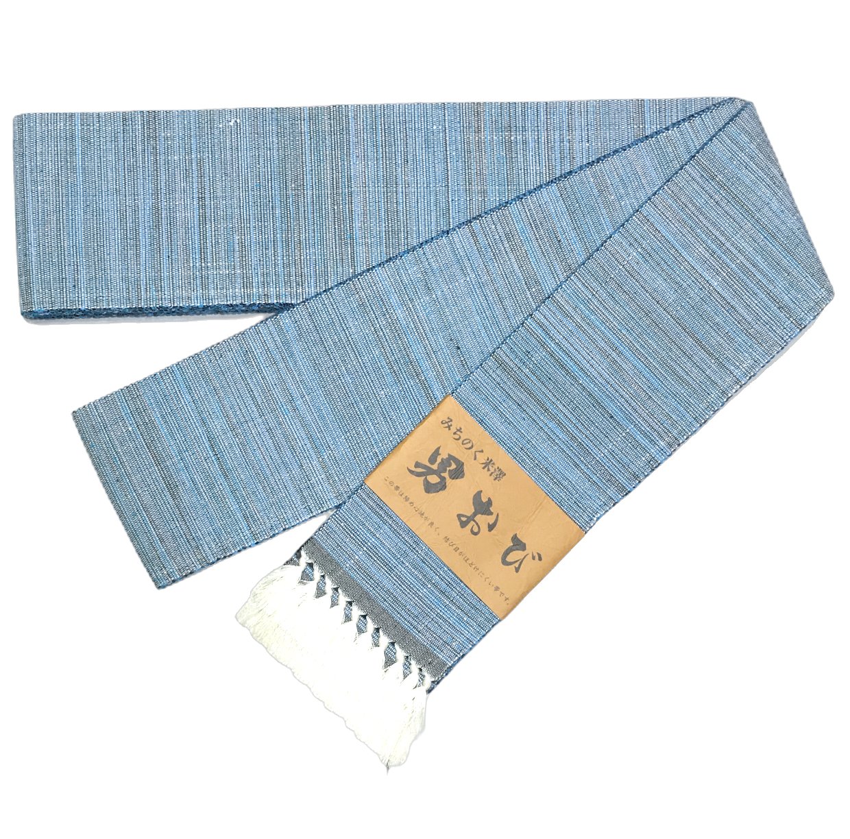 【送料無料】みちのく米澤 斎英織物謹製 男角帯 No.3020 水色系統 素材:絹100％ 長さ4.1m 巾9.5cm 正絹 日本製品 締め心地抜群 結び目がほどけにくい帯 おとこもの角帯 男物 紳士 男性用 メンズ着物 メンズ 袴下帯 ポスト投函【キモノ仙臺屋の和装小物特集】
