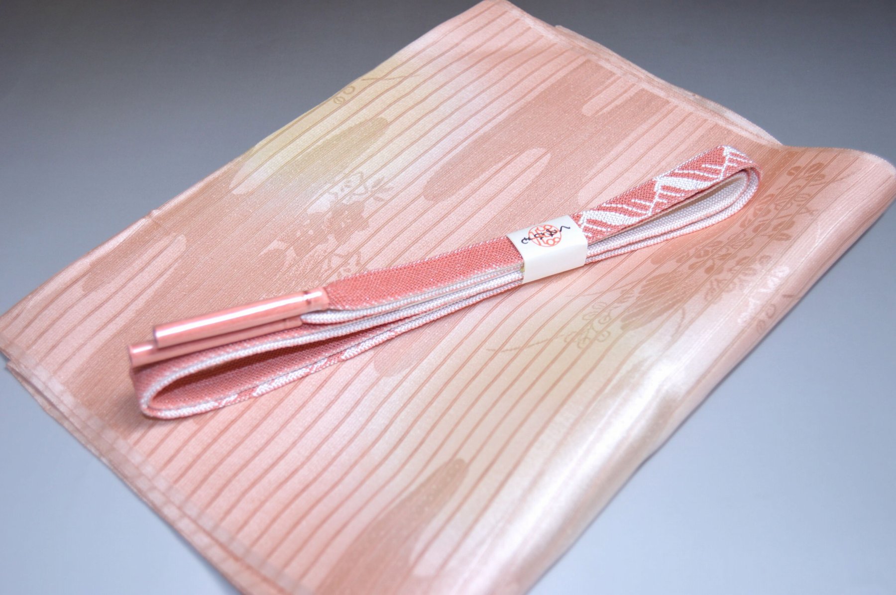 【送料無料】うすもの・単衣正装用にも◎紗帯締め帯揚げセット No.25444 帯揚げ地色 洗柿（あらいがき）色系統 正絹素材 並尺 夏物 夏のお洒落きものに◎ うすもの 単衣用にオススメ 色無地 つむぎなどに◎ お稽古 普段着 お食事会 紬 訪問着 キモノ 仙臺屋の和装小物特集