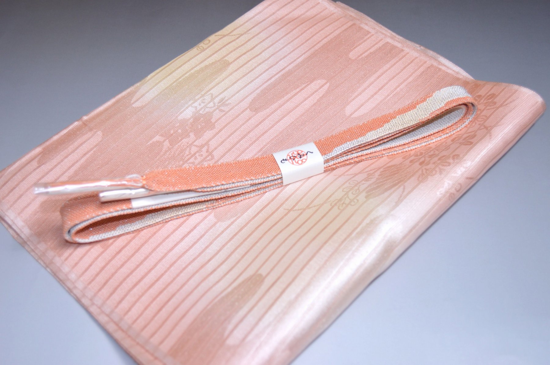 【送料無料】うすもの・単衣正装用にも◎紗帯締め帯揚げセット No.25445 帯揚げ地色 洗柿（あらいがき）色系統 正絹素材 並尺 夏物 夏のお洒落きものに◎ うすもの 単衣用にオススメ 色無地 つむぎなどに◎ お稽古 普段着 お食事会 紬 訪問着 キモノ 仙臺屋の和装小物特集