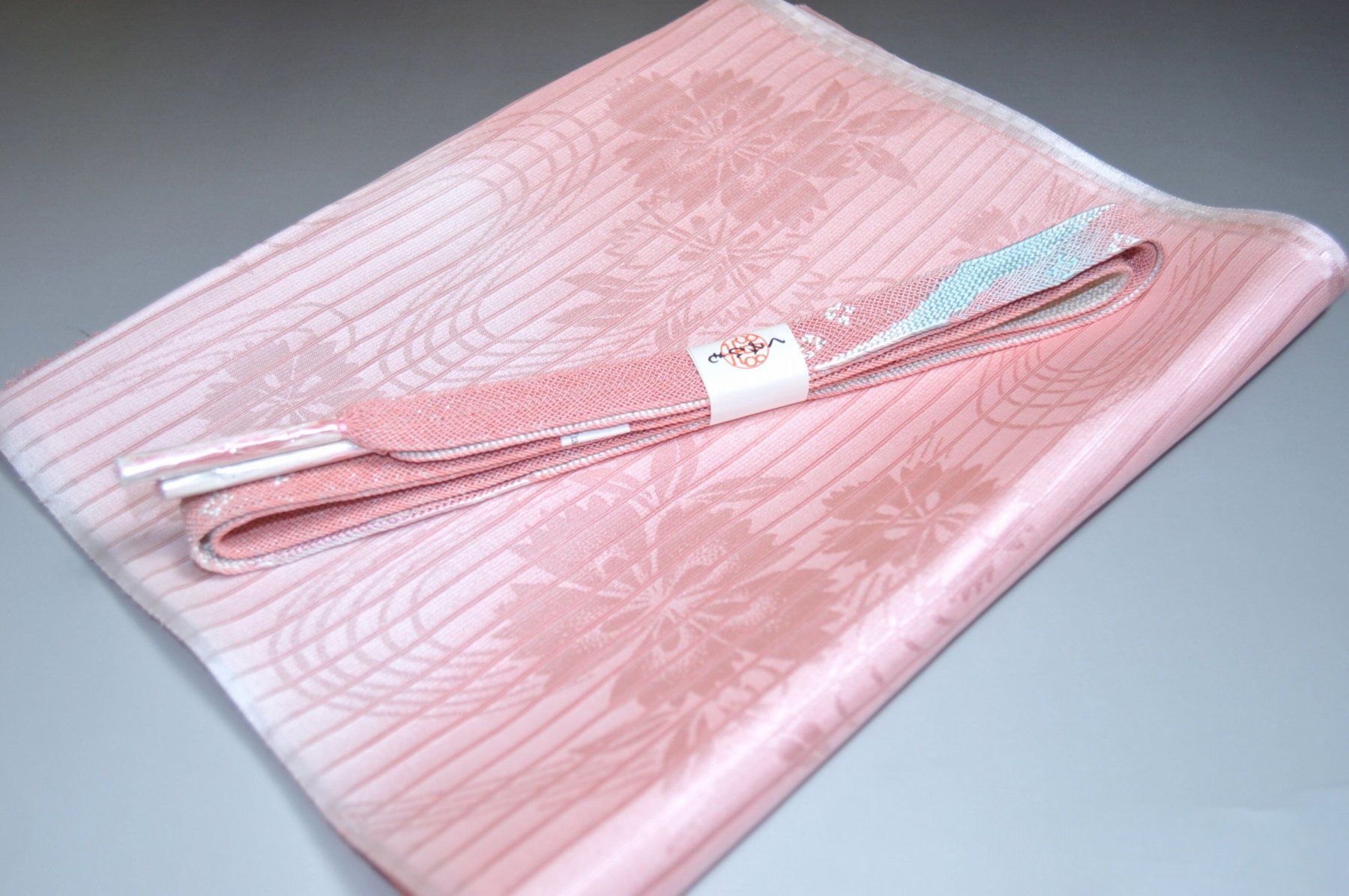 【送料無料】うすもの・単衣正装用にも◎紗帯締め帯揚げセット No.25449 帯揚げ地色 桜貝色（さくらがいいろ）色系統 正絹素材 並尺 夏物 夏のお洒落きものに◎ うすもの 単衣用にオススメ 色無地 つむぎなどに◎ 普段着 お食事会 紬 訪問着 キモノ 仙臺屋の和装小物特集