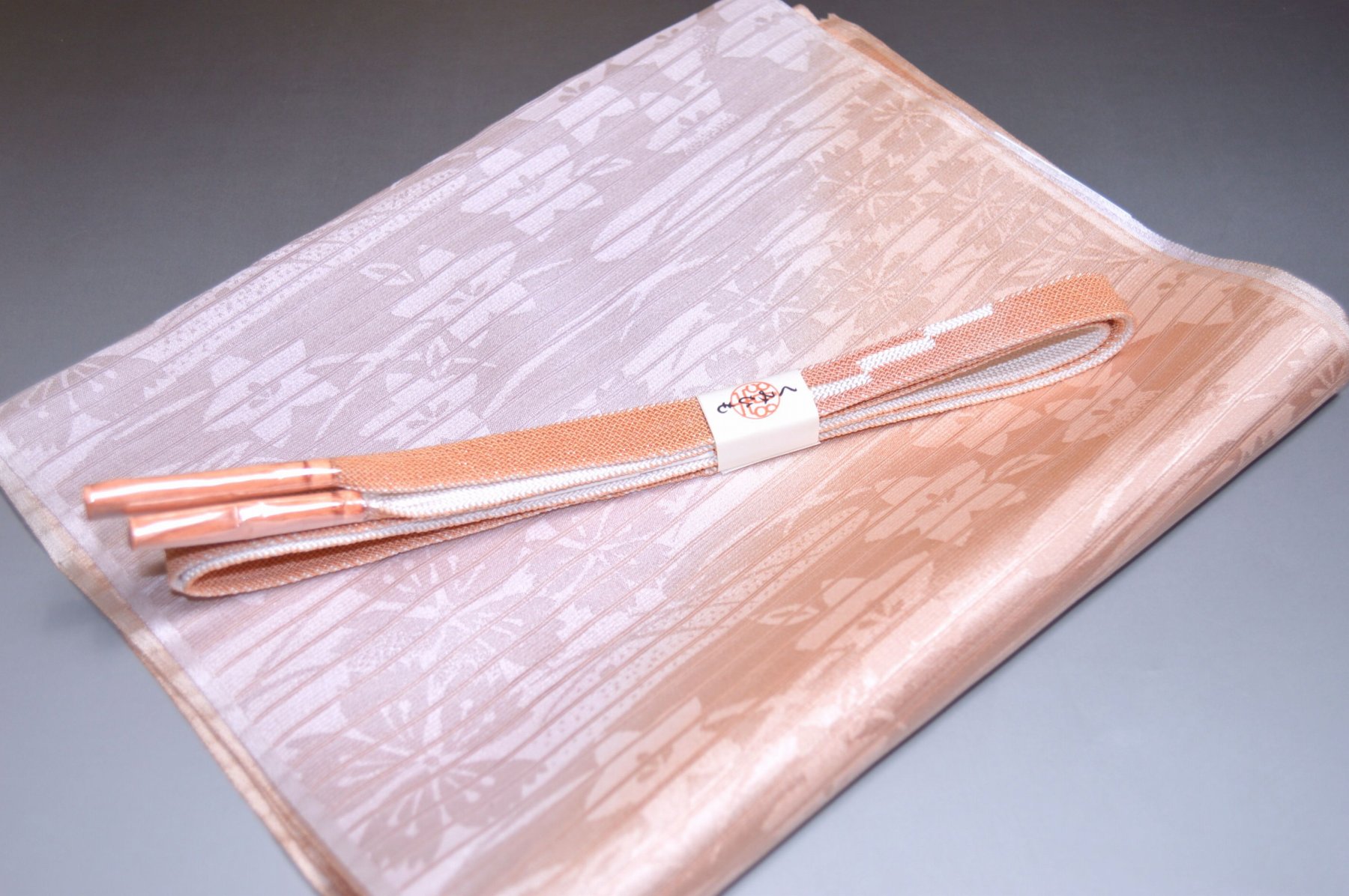 【送料無料】うすもの・単衣正装用にも◎紗帯締め帯揚げセット No.25452 帯揚げ地色 洗柿（あらいがき）色系統 正絹素材 並尺 夏物 夏のお洒落きものに◎ うすもの 単衣用にオススメ 色無地 つむぎなどに◎ お稽古 普段着 お食事会 紬 訪問着 キモノ 仙臺屋の和装小物特集