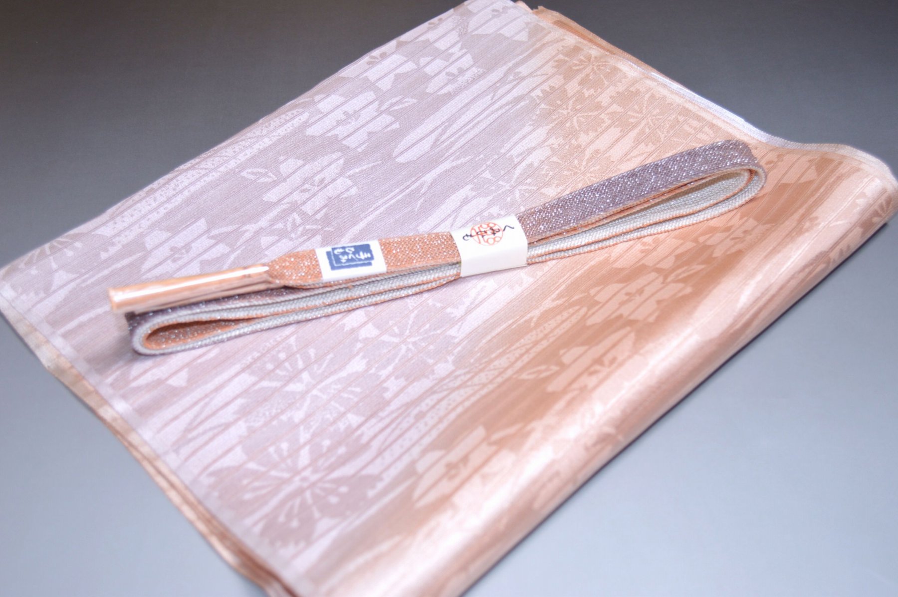 【送料無料】うすもの・単衣正装用にも◎紗帯締め帯揚げセット No.25454 帯揚げ地色 洗柿（あらいがき）色系統 正絹素材 並尺 夏物 夏のお洒落きものに◎ うすもの 単衣用にオススメ 色無地 つむぎなどに◎ お稽古 普段着 お食事会 紬 訪問着 キモノ 仙臺屋の和装小物特集