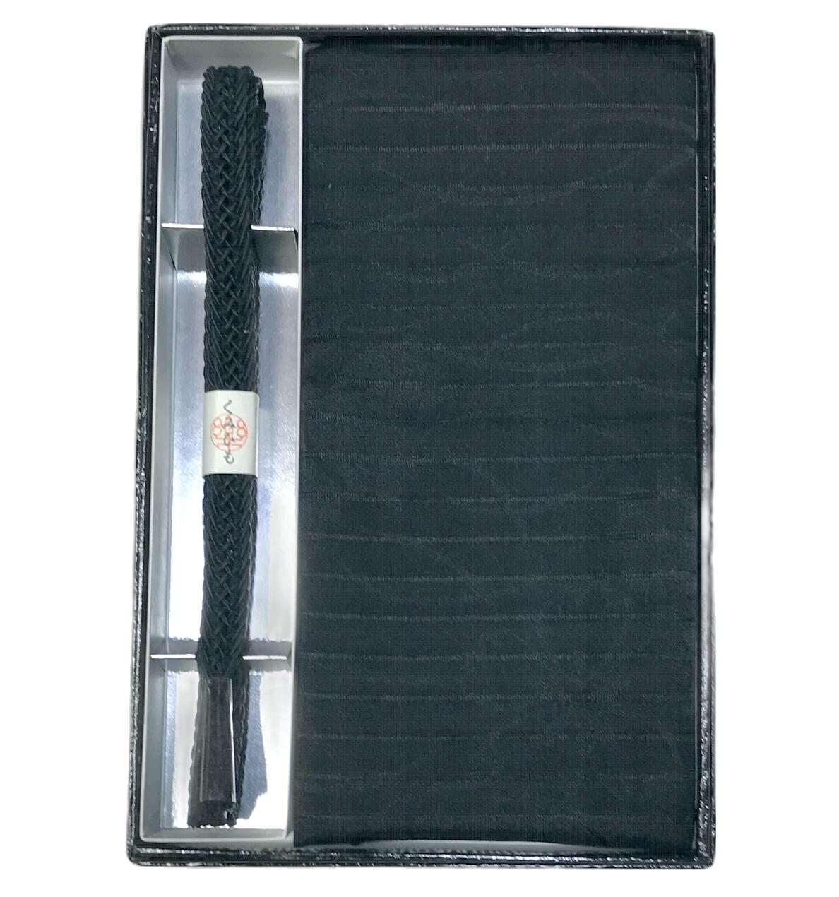 喪服用 正絹絽 帯締め帯揚げセット箱入り No.25601 帯締め平組 黒色系統 並尺 夏用 絹100％ 不祝儀 黒の帯〆 お葬式用 喪服 紋付 レディース 帯締め 帯揚げ お葬式用黒着付小物 葬式 法事 女性 ブラックフォーマル お通夜 キモノ仙臺屋の和装小物特集