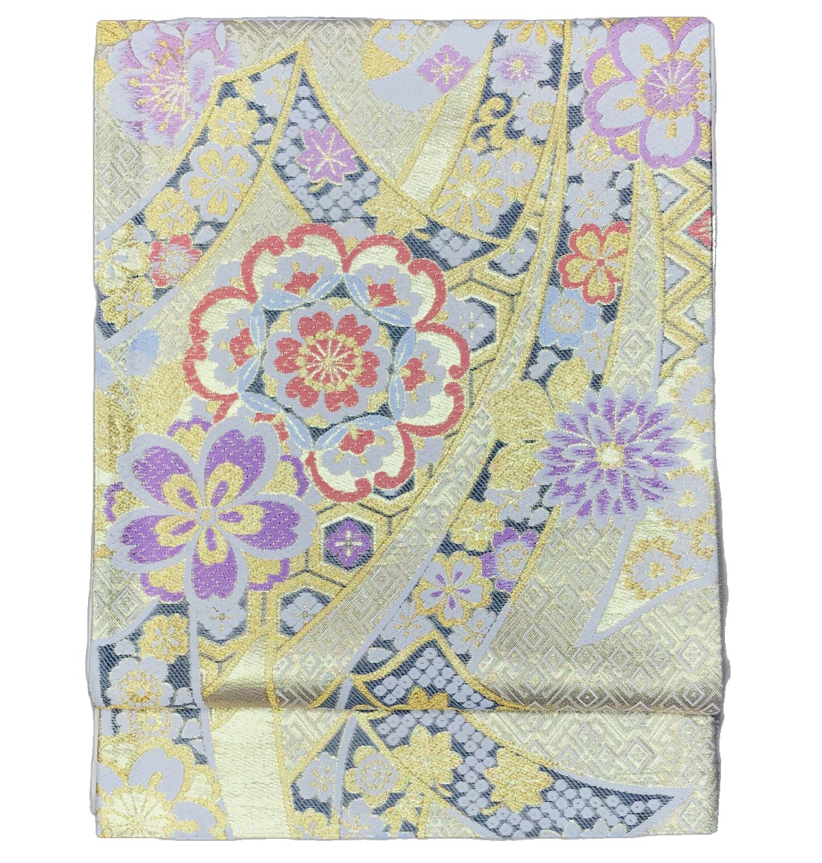 Rakuten - 振り袖向き袋帯 貸衣装使用の中古袋帯 No.054 ママ振袖リニューアルにオススメ 使用頻度の低いリユース品 お仕立て上がり品 USED袋帯 中古帯 リサイクル品 貸衣装使用リユース品（長さ430cmから440cm）【しみ汚れ有り】【手芸にもオススメ】【中古】【リサイクル袋帯】