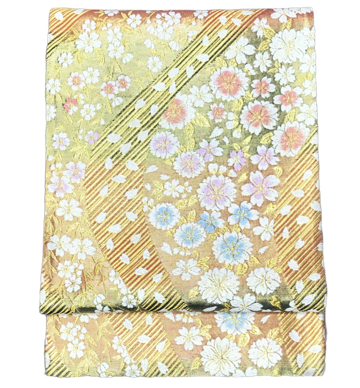 乐天商城 - 振り袖向き袋帯 貸衣装使用の中古袋帯 No.058 ママ振袖リニューアルにオススメ 使用頻度の低いリユース品 お仕立て上がり品 USED袋帯 中古帯 リサイクル品 貸衣装使用リユース品（長さ430cmから440cm）【しみ汚れ有り】【手芸にもオススメ】【中古】【リサイクル袋帯】