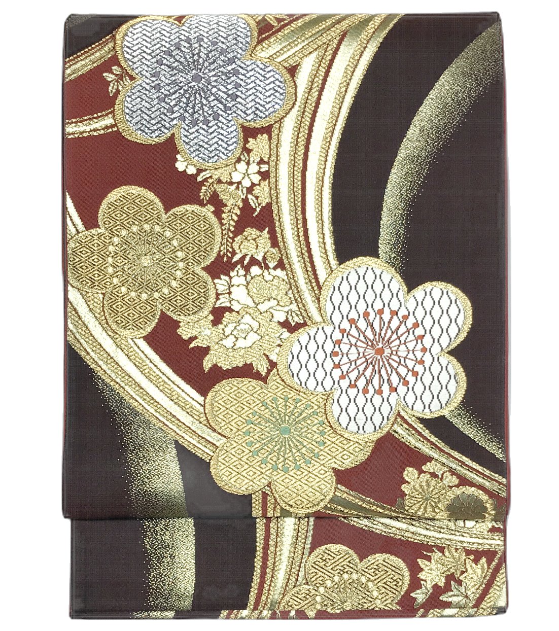 Yukata Obi - 振り袖向き袋帯 貸衣装使用の中古袋帯 No.068 ママ振袖リニューアルにオススメ 使用頻度の低いリユース品 お仕立て上がり品 USED袋帯 中古帯 リサイクル品 貸衣装使用リユース品（長さ430cmから440cm）【しみ汚れ有り】【手芸にもオススメ】【中古】【リサイクル袋帯】