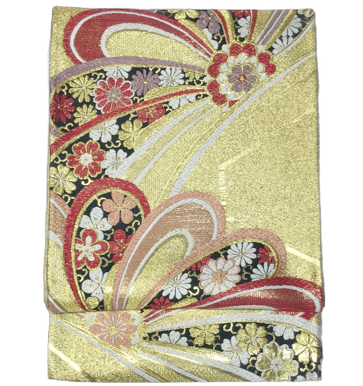 Rakuten - 振り袖向き袋帯 貸衣装使用の中古袋帯 No.083 ママ振袖リニューアルにオススメ 使用頻度の低いリユース品 お仕立て上がり品 USED袋帯 中古帯 リサイクル品 貸衣装使用リユース品（長さ430cmから440cm）【しみ汚れ有り】【手芸にもオススメ】【中古】【リサイクル袋帯】