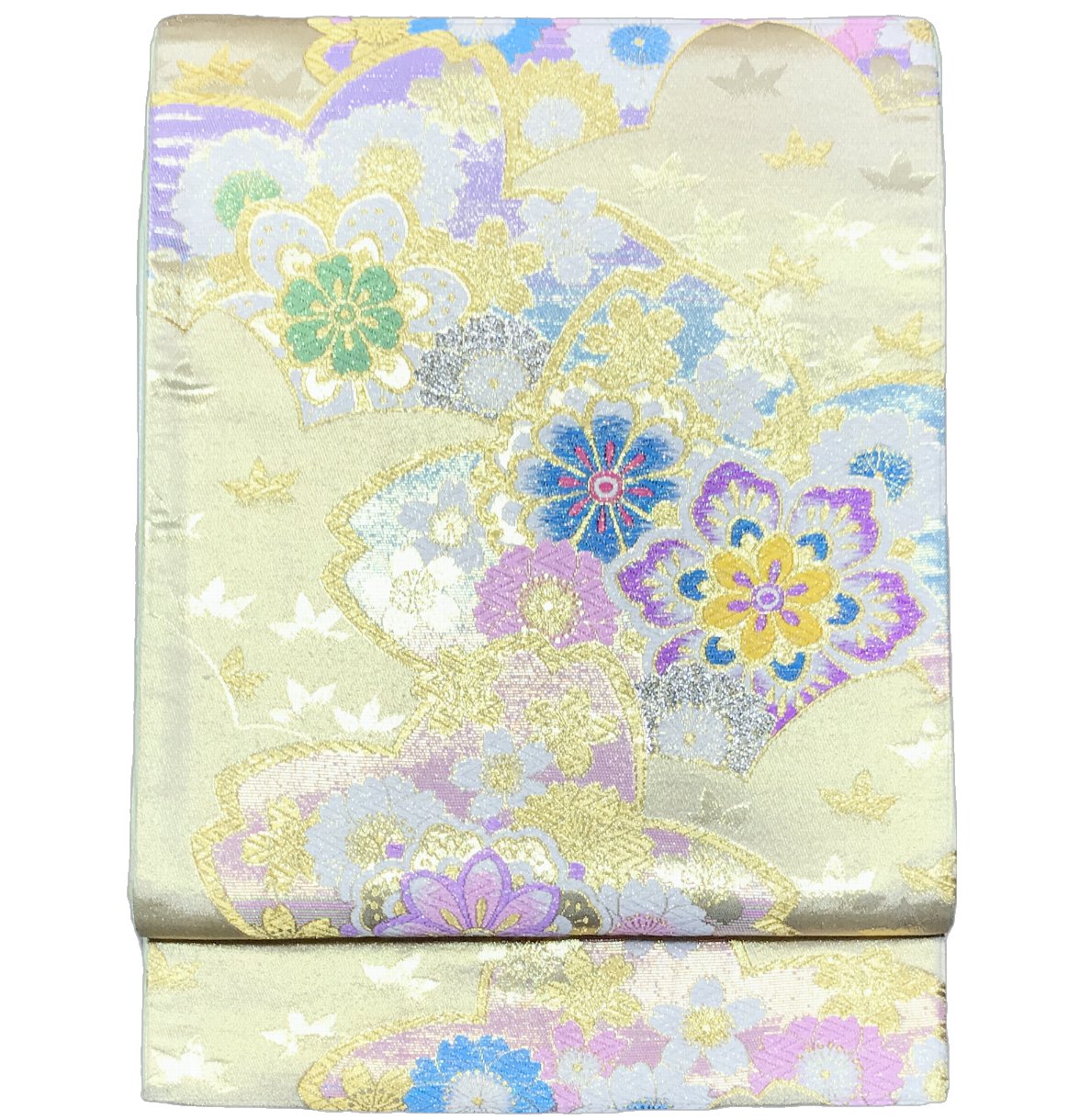 乐天商城 - 振り袖向き袋帯 貸衣装使用の中古袋帯 No.123 ママ振袖リニューアルにオススメ 使用頻度の低いリユース品 お仕立て上がり品 USED袋帯 中古帯 リサイクル品 貸衣装使用リユース品（長さ430cmから440cm）【しみ汚れ有り】【手芸にもオススメ】【中古】【リサイクル袋帯】