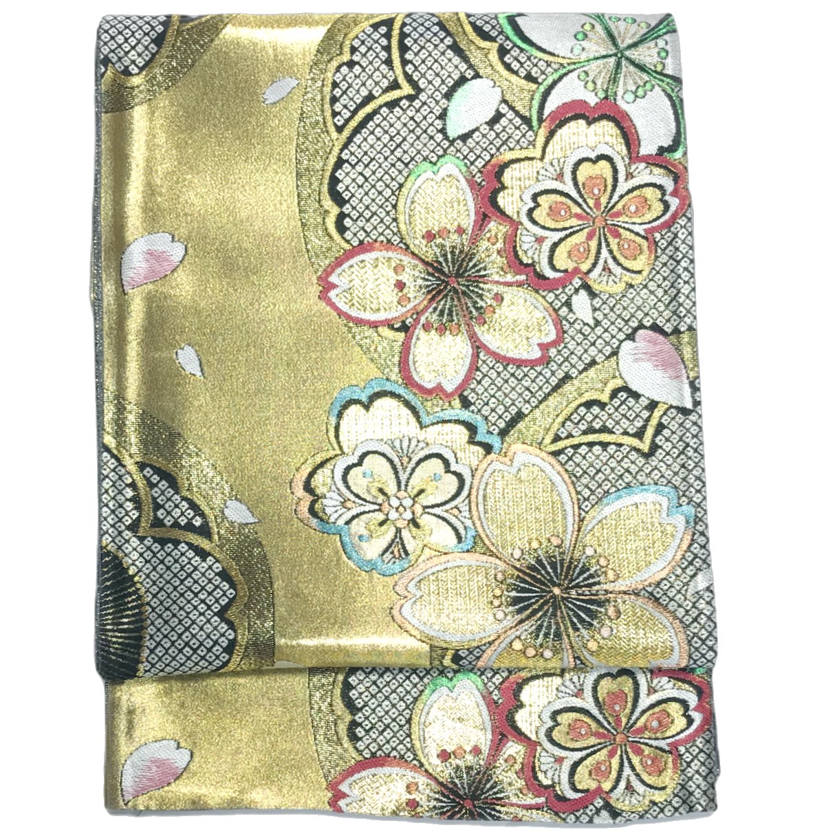 乐天商城 - 振り袖向き袋帯 貸衣装使用の中古袋帯 No.164 ママ振袖リニューアルにオススメ 使用頻度の低いリユース品 お仕立て上がり品 USED袋帯 中古帯 リサイクル品 貸衣装使用リユース品（長さ430cmから440cm）【しみ汚れ有り】【手芸にもオススメ】【中古】【リサイクル袋帯】