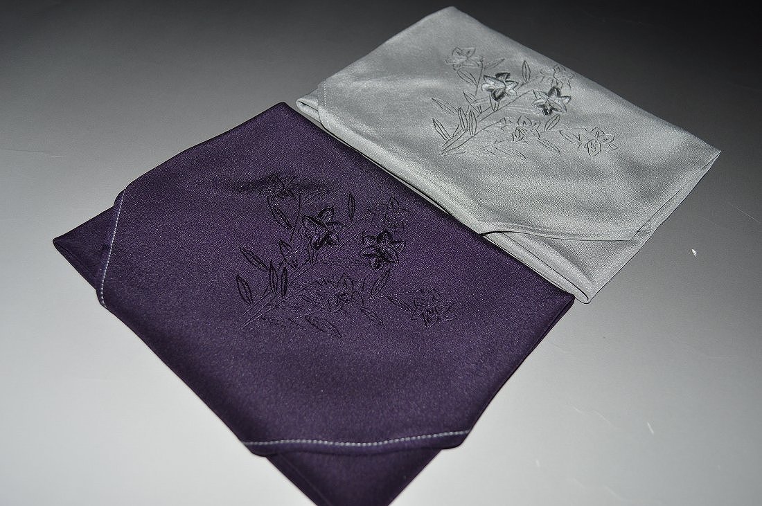 高級慶弔刺繍正絹ふくさセット-No.360サイス約39×39cm生地・絹100％手刺繍糸・絹100％ギフトに◎　慶弔兼用色◎　モダン インテリア カバー 包み エコ【キモノ仙臺屋の和装小物特集】
