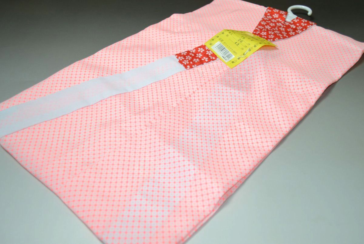 【送料無料】お子様用お仕立て上がり鹿の子柄長襦袢桜柄半衿付き No.213 品質表示:ポリエステル素 ...