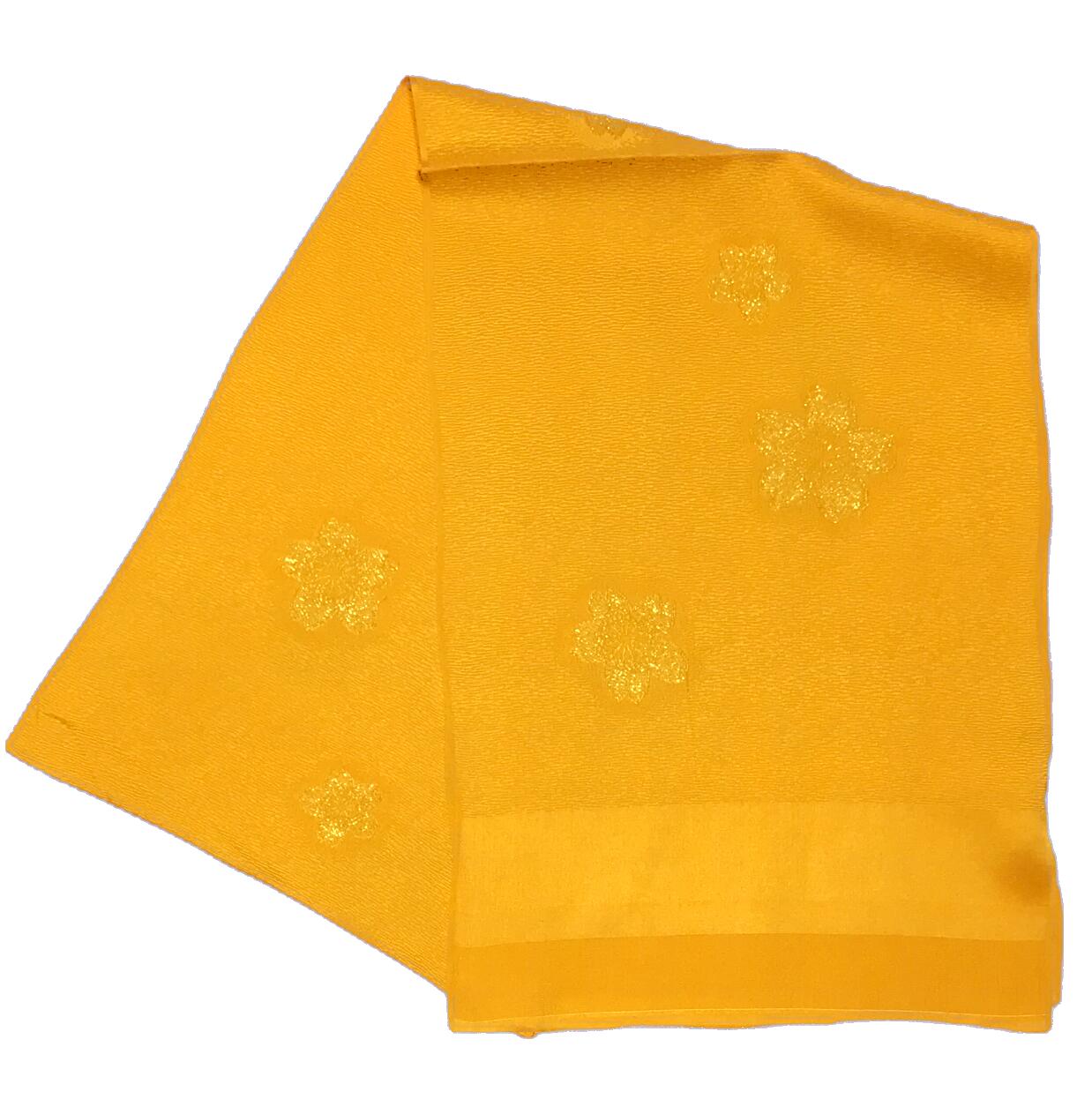 晴れ着向き 花柄帯揚げ正絹 金茶色 ( きんちゃ) No.3804 振り袖向き帯揚げ お洒落用にもオススメ 全長175cm幅29cm 日本製 帯あげ 絹100％ 正絹素材 成人式 振袖 振り袖 7歳祝い着 13歳祝い着 踊り帯締め 晴れ着【キモノ仙臺屋の和装小物特集】