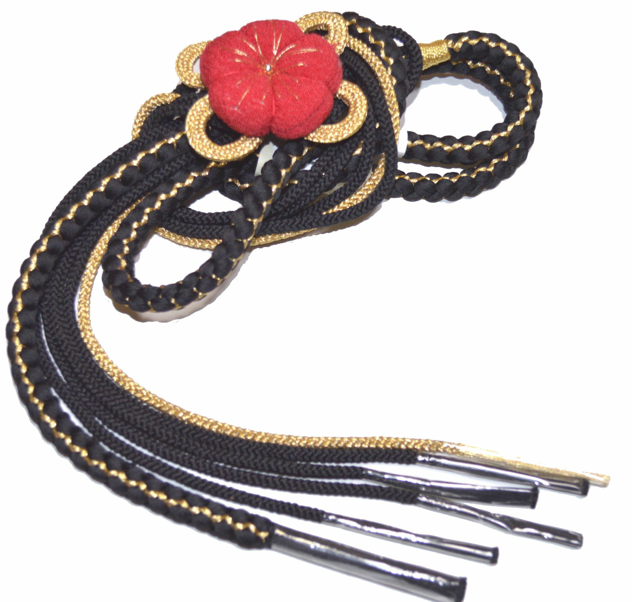 振袖用正絹飾り付き帯締め黒色No....