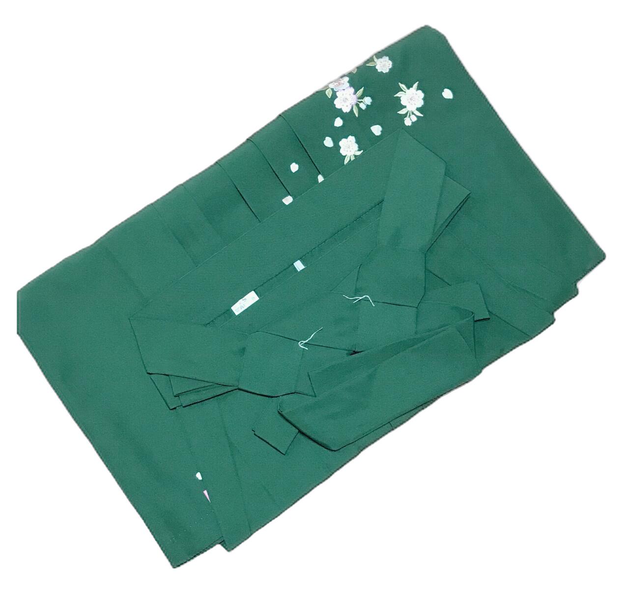 女性袴 卒業式 行灯袴（無地刺繍入り）定番袴♪ 緑色 No.961～No.965 SS S M L LL 袴 生地しっかり ポリエステル素材 二尺袖 卒業式 成人式 謝恩会 結婚式 はかま 袴レディース 女性 婦人 女物 2尺袖 小学生