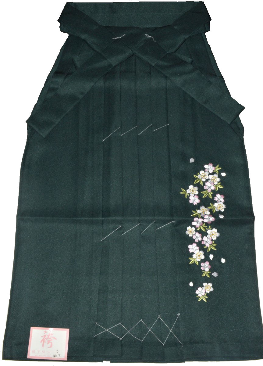 袴刺繍入 女の子 No.804-002 SSサイズ 紐下寸法84cm 適応身長約141～148cm 緑色系 グリーン 中仕切りのない行灯袴（あんどんはかま） 小学校卒業式 中学校卒業式 子供袴 キッズ袴 小さいサイズ ポリエステル素材 レディース 女性 婦人 女物 生地しっかり 謝恩会