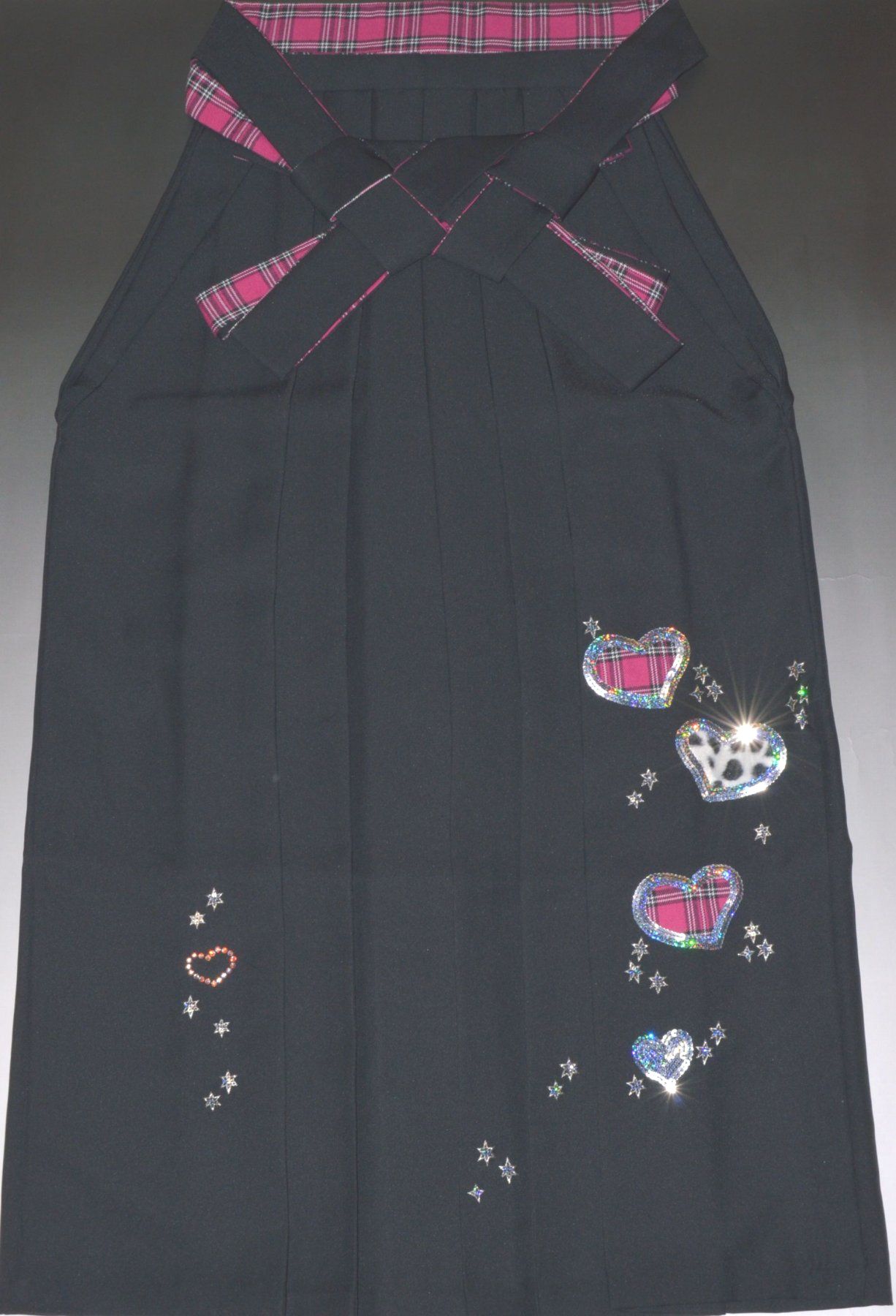 袴 - 中古女性袴 卒業式 行灯袴（無地）定番袴♪ 黒色 スワロフスキー No.1035 Lサイズ 95cm（2尺5寸）適応身長約160～170cm 袴 生地しっかり ポリエステル素材 二尺袖 卒業式 成人式 謝恩会 結婚式 はかま 袴レディース 女性 婦人 女物 2尺袖 小学生