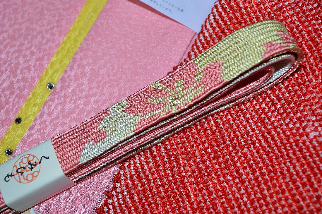 振り袖礼装用セットNo.17052古典の振り袖にオススメの平組帯締めタイプ帯締め・総絞り帯揚げ・重ね衿3点セット平組高麗帯締めタイプ正絹素材・振り袖にオススメ【成人式】【お稽古】【舞台】【踊り】【キモノ仙臺屋の帯締め帯揚げセット】