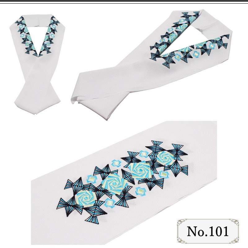 メール便 送料無料 刺繍 半衿 No.101-105（刺繍半衿 洗える 半衿 半襟 ちりめん 刺繍 縮緬/礼装 正装 振り袖 成人式 結婚式 ）【メール便（ゆうパケット）OK】