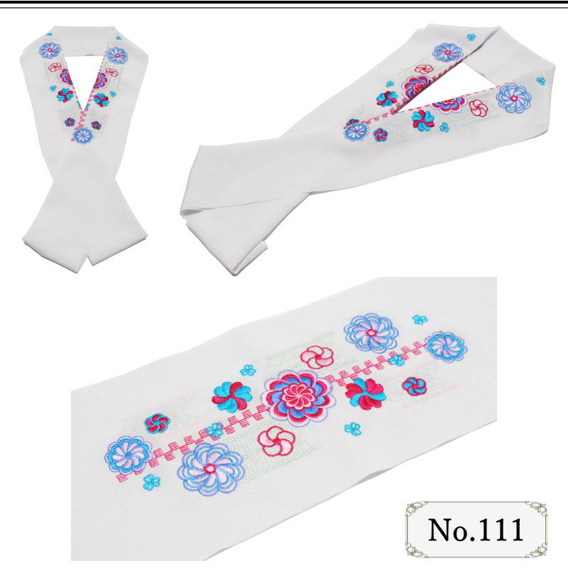 メール便 送料無料 刺繍 半衿 No.111-115（刺繍半衿 洗える 半衿 半襟 ちりめん 刺繍 縮緬/礼装 正装 振り袖 成人式 結婚式 ）【メール便（ゆうパケット）OK】