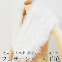 大特価/フェザーショール【白色/マラボー/羽毛100%/振り袖/成人式/入卒業/全長約110センチ・中央巾:20センチ・先巾:約10センチ】