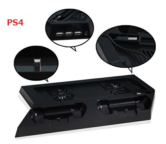 PS4 縦置きスタンド コントローラ充電スタンド2台付き カバー 猫手8個 高性能PS4冷却ファン PS4/PS4 Pro/Slim/スリム 冷却スタンド 充電器 プレイステーション4 USBハブ3ポート 冷却ファン2基付き Stand