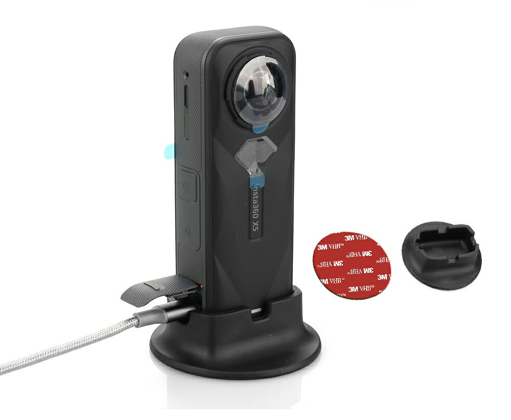Insta360 X5 X4 対応 デスクスタンド 車載ホルダー シリコンベース 固定スタンド 強力粘着 充電しながら使用可能 滑り止め 卓上スタンド ダッシュボード 車内 インスタ360 アクセサリー