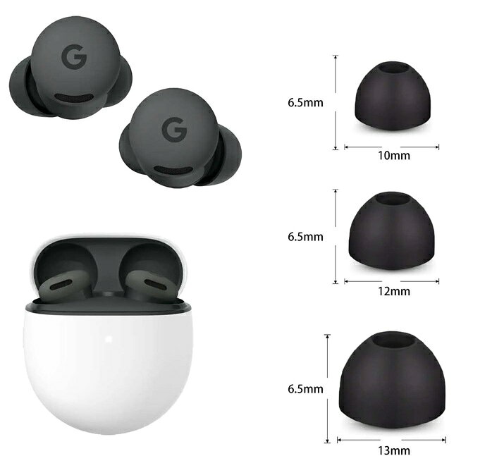イヤーピース Pixel Buds 2A 対応 シリコン製 イヤーチップ 3ペア S M L 各サイズ ...