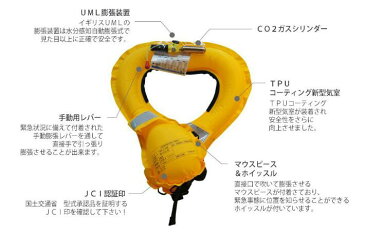 桜マーク付　国土交通省型式承認品　TYPE-A　救命胴衣　腰巻　自動膨張式ライフジャケット　レッド　赤 SW-J-F06-RD　SEAWOLF　シーウルフ