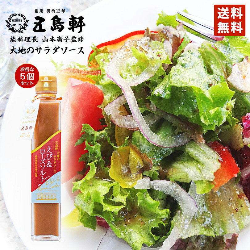 五島軒 大地のサラダソース えび&ローズソルト 函館 総料理長監修 200ml×5個セット送料無料 北海道 ご当地 特産品 名物商品 ギフト プレゼント お土産 ドレッシング 函館 バレンタイン