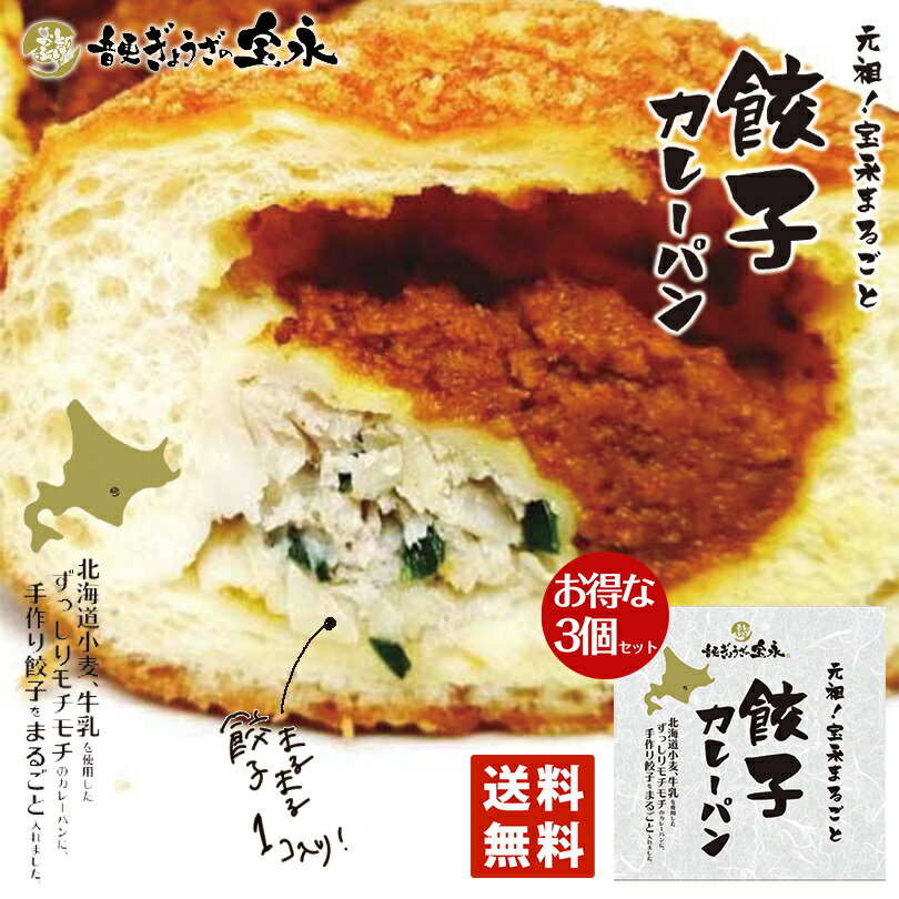 元祖 宝永 まるごと 餃子カレーパン 3個セット 送料無料 北海道 小麦 手作り 話題 冷凍人気 お土産 ギフト お取り寄せ 音更 牛乳 フワフワ バレンタイン