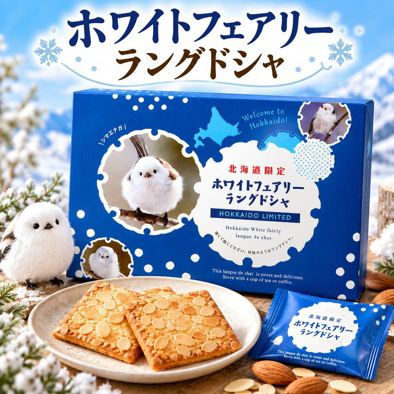 【お買い物マラソン 60円OFF】ホワイトフェアリーラングドシャ 12枚入 送料無料 北海道 しまえなが お菓子 エスポワール ラングドシャ スライスアーモンド 個包装 ご当地 お土産 ギフト プレゼント 贈り物 お取り寄せ