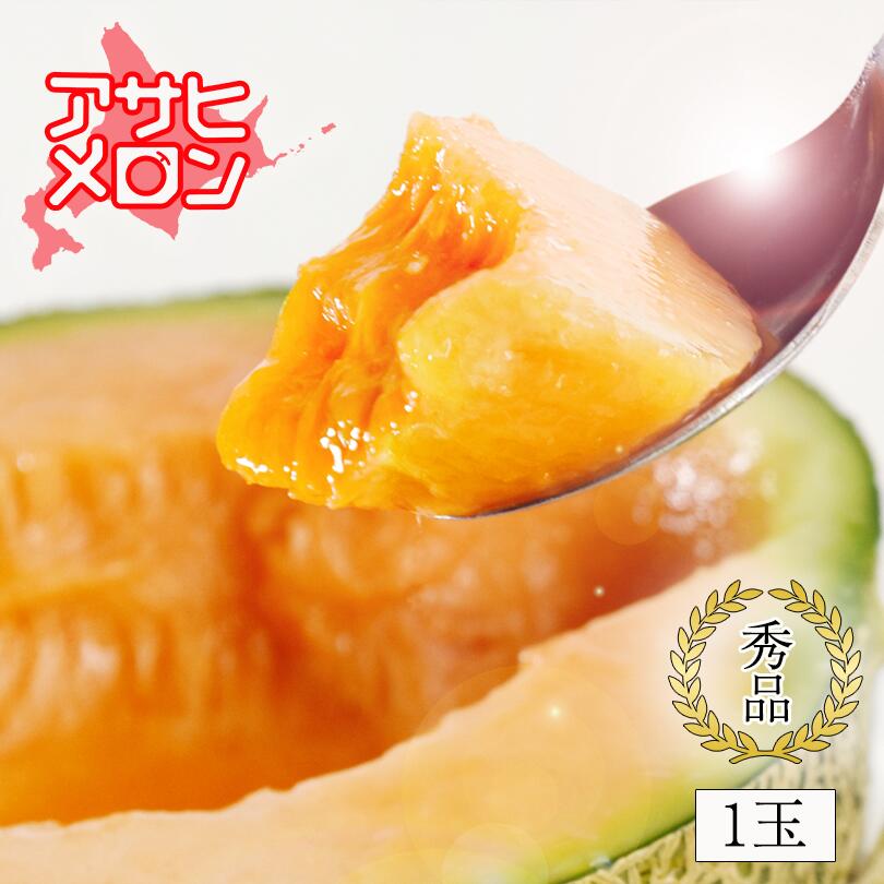 【御中元限定5％OFF】アサヒメロン 秀品 1玉 1.6キロ前後 北海道産 送料無料 赤肉メロン お中元 お土産 おみやげ ギフト 送料込 農産のサムネイル