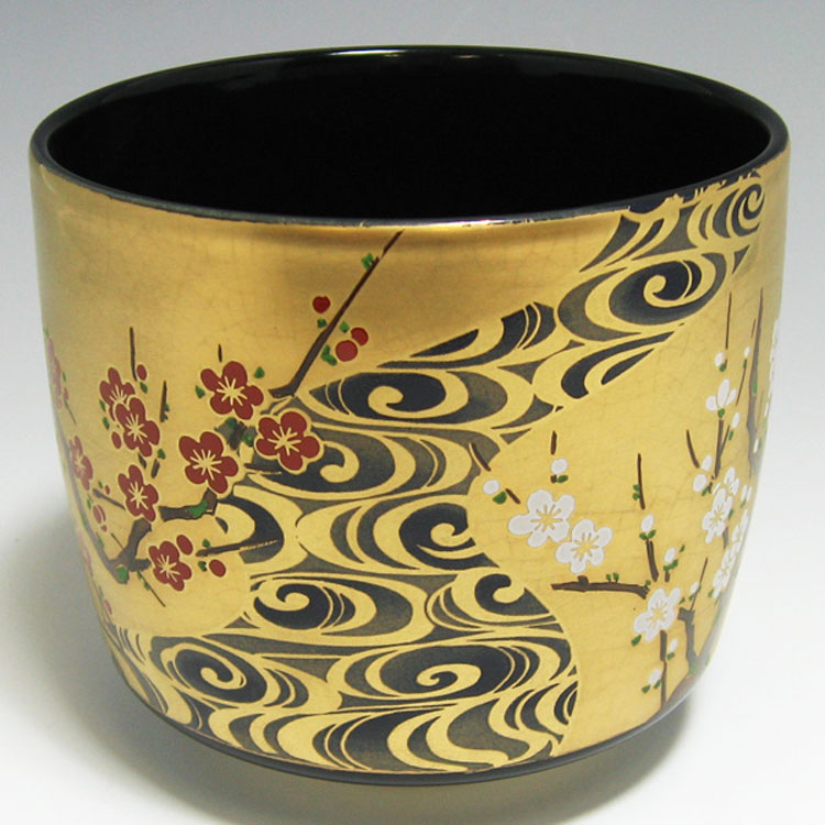 ポイント3倍以上（楽天カード利用） 茶道具 筒茶碗（つつちゃわん） 筒茶碗 金地 光琳梅 宮地英香