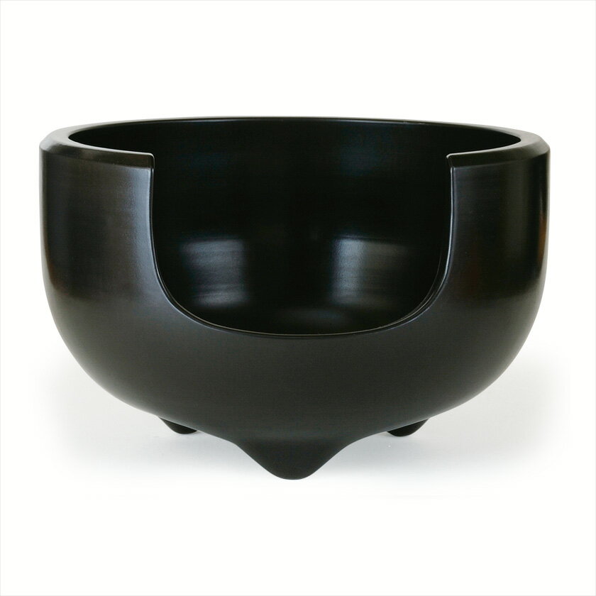 ポイント3倍以上（楽天カード利用） 茶道具 風炉（ふろ） 黒陶・乳足 面取風炉 尺〇 蒲池窯