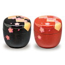 ポイント3倍以上(楽天カード利用) 茶道具 棗(なつめ) 中棗 キララ 市松に桜 朱・黒から色が選べます。商品は1個の価格です。