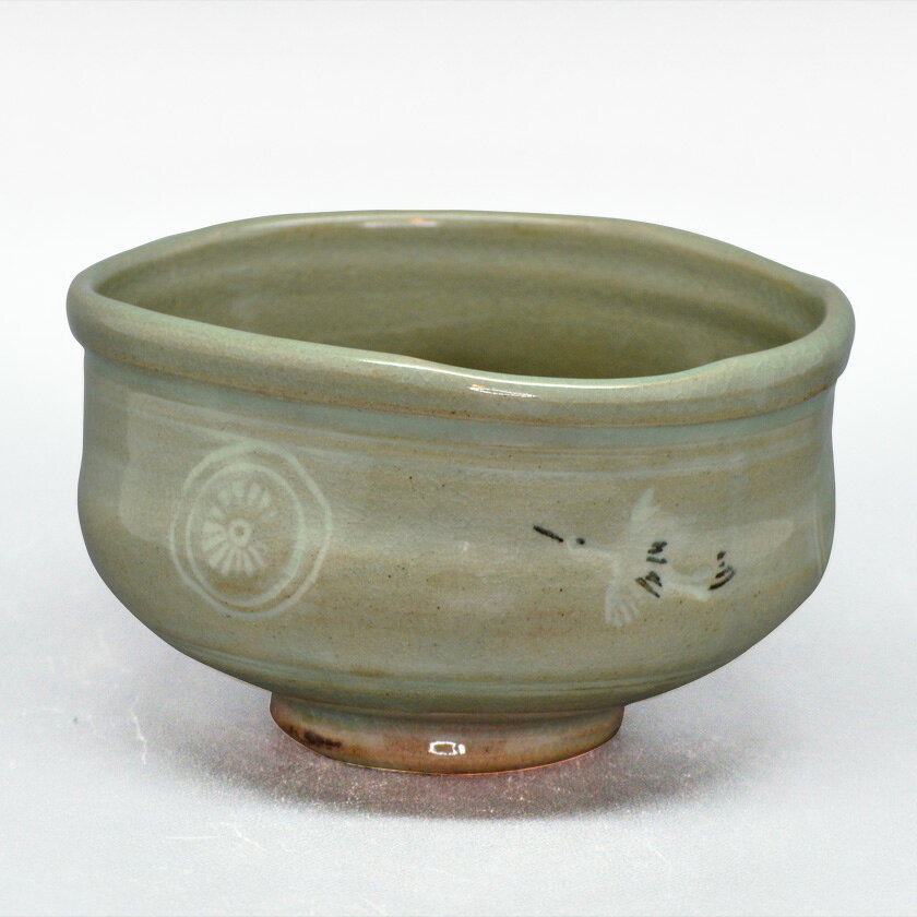 茶道具 抹茶茶碗（まっちゃちゃわん） 沓形茶碗 青磁雲鶴 中村 与平