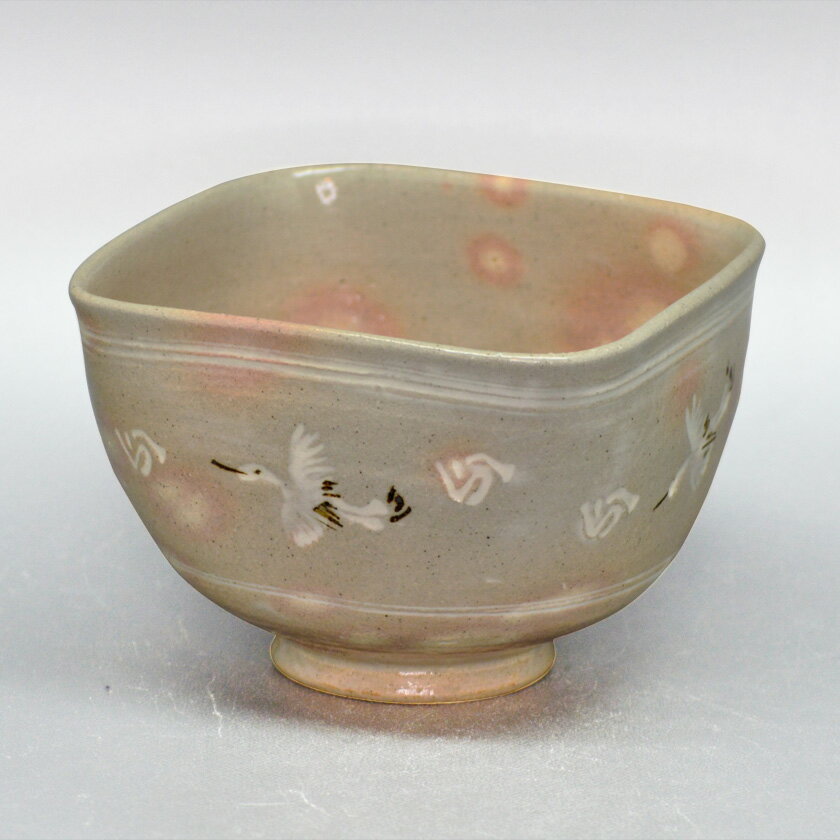 ポイント3倍以上（楽天カード利用） 茶道具 抹茶茶碗（まっちゃちゃわん） 四方茶碗 御本雲鶴 中村 与平