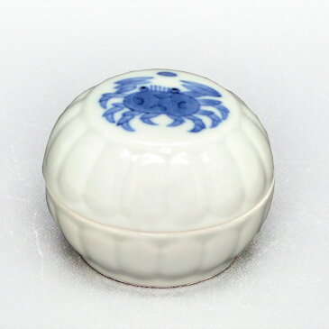 茶道具 香合(こうごう) 香合 呉須 蟹菊 景徳鎮 王懐英