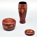 ポイント3倍以上(楽天カード利用) 茶道具 三点セット(棗・香合・茶筅筒) 塗 三点セット 古代朱 花丸(樹脂製)