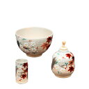 茶道具 陶器三点セット(茶碗・振出・茶巾筒) 乾山 雲錦 香泉