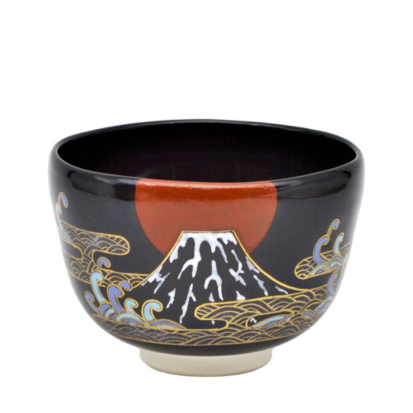 乐天商城 - 茶道具 抹茶茶碗（まっちゃちゃわん） 茶碗 黒釉 日の出富士 山岡 善高
