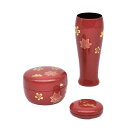 ポイント3倍以上(楽天カード利用) 茶道具 三点セット(棗・香合・茶筅筒) 塗 三点セット 朱 春秋(木製) 宗悦