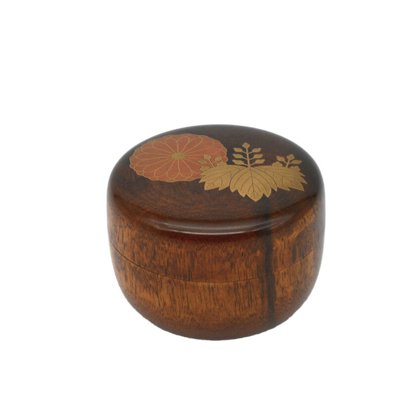 樂天商城 - ポイント3倍以上（楽天カード利用） 茶道具 薄茶器（うすちゃき） 平棗 黒柿 菊桐蒔絵 福田 芳朗
