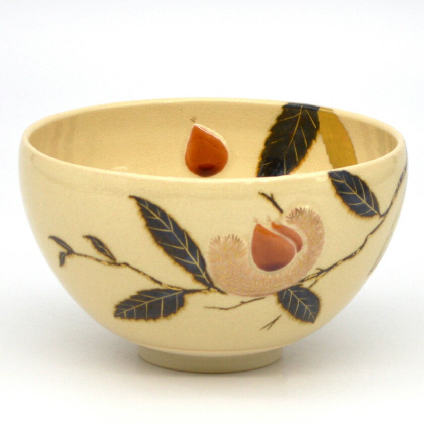 ポイント3倍以上（楽天カード利用） 茶道具 抹茶茶碗（まっちゃちゃわん） 茶碗 浮彫 栗 今岡 三四郎