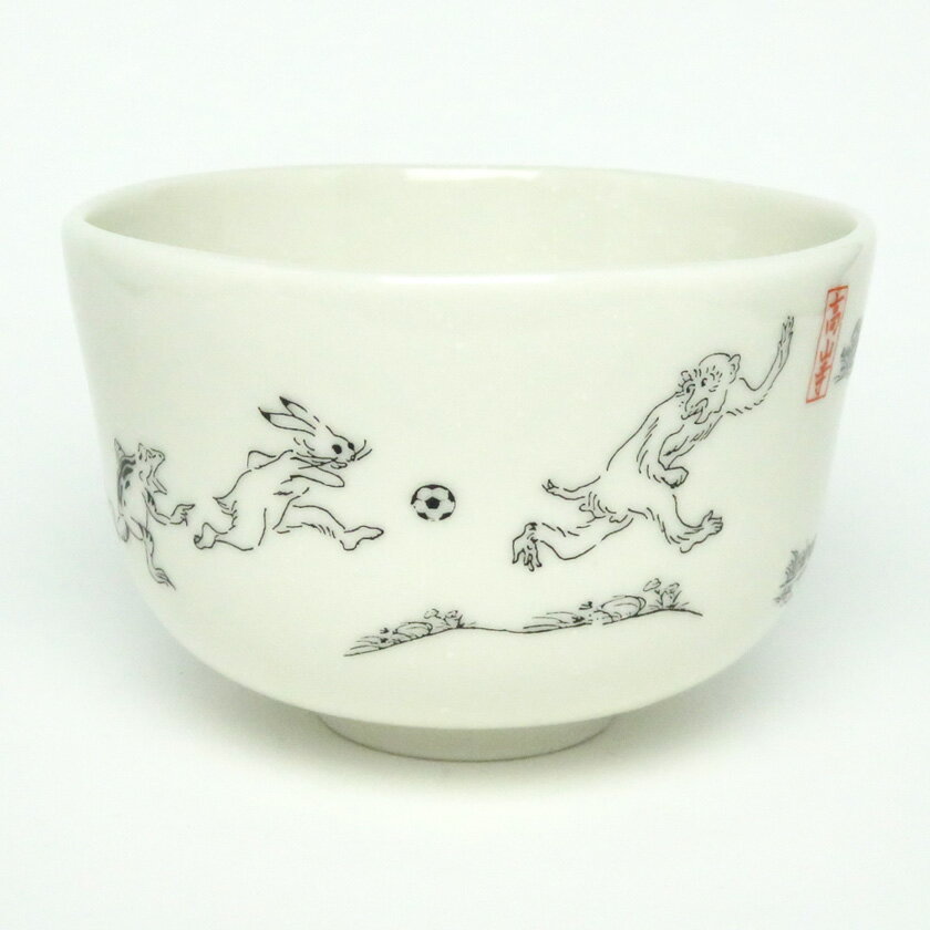 乐天商城 - 茶道具 抹茶茶碗（まっちゃちゃわん） 茶碗 スポーツ鳥獣戯画 サッカー 花月窯