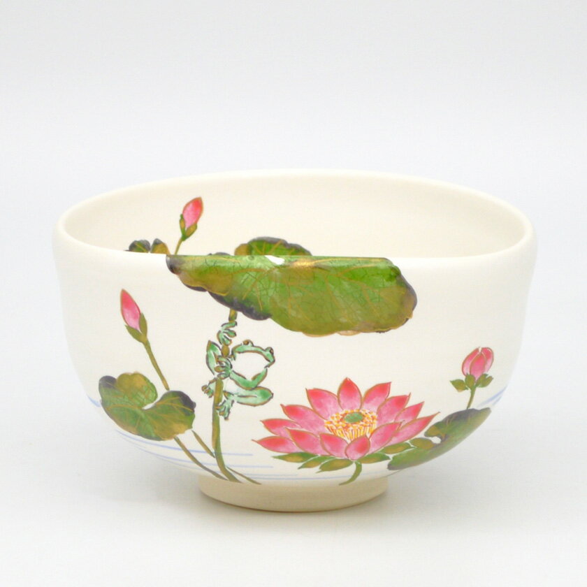 ポイント3倍以上（楽天カード利用） 茶道具 抹茶茶碗（まっちゃちゃわん） 茶碗 灰釉 睡蓮に蛙 中村 良二