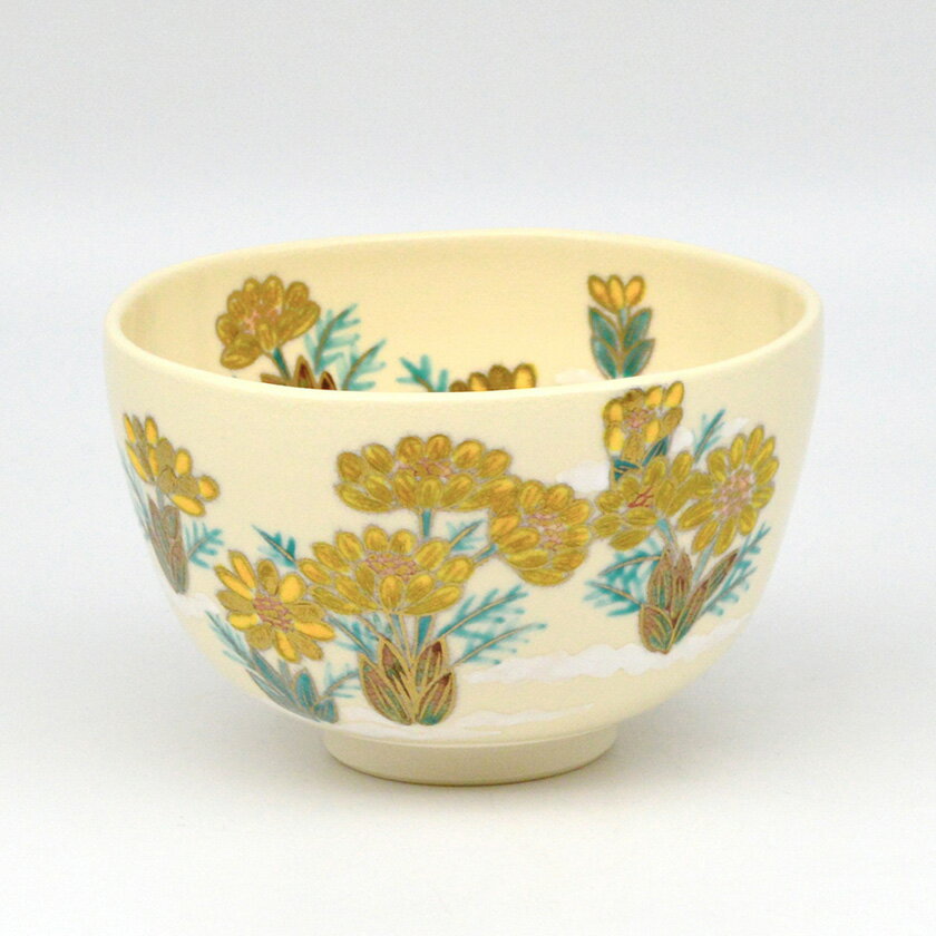 茶道具赫土地色絵福寿草画