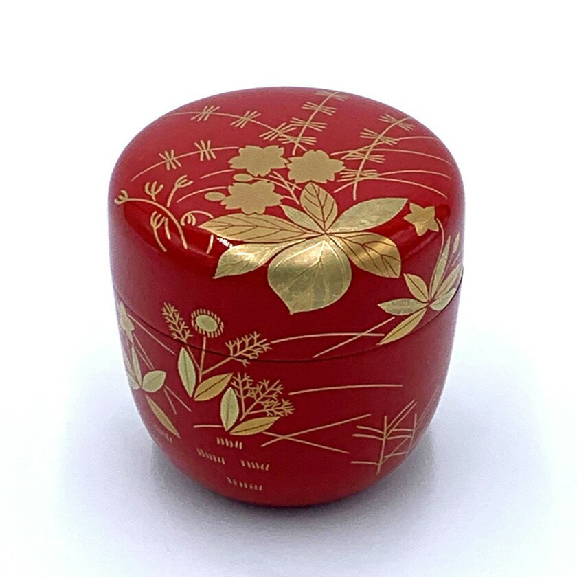 ポイント3倍以上（楽天カード利用） 茶道具 薄茶器（うすちゃき） 中棗 朱 春草蒔絵 中村 宗悦