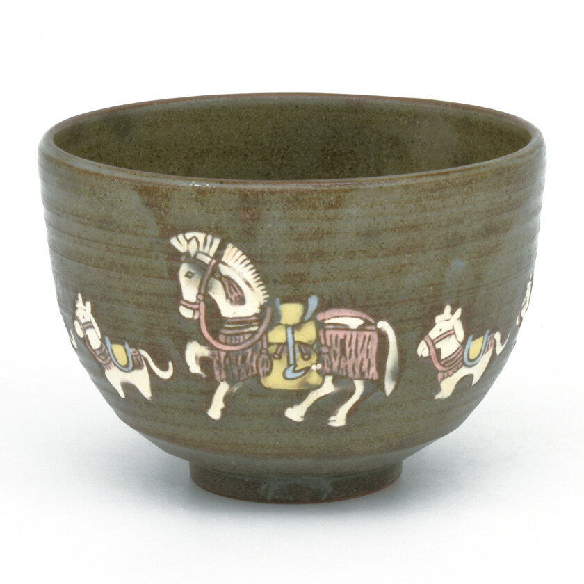 茶道具 抹茶茶碗（まっちゃちゃわん） 茶碗 色彩三島 飾り馬 今岡 妙見 干支 午（うま、馬）